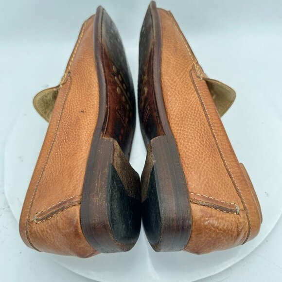 Cole Haan Men Size 9M Brown Tan Woven Leather Slip On Loafer Casual Shoes - Picture 6 of 11